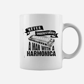 Cute Never Underestimate A Man With A Harmonica Gift Coffee Mug - Seseable