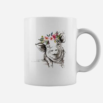 Cute Pig With Flowers Love Pigs Country Farm Gift Coffee Mug - Seseable