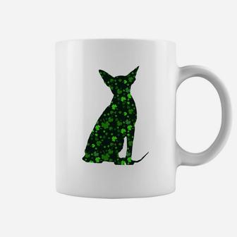 Cute Shamrock Sphynx Mom Dad Gift St Patricks Day Awesome Cat Lovers Gift Coffee Mug | Seseable CA