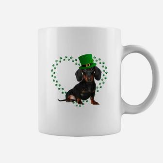 Dachshund Heart Paw Leprechaun Hat Irish St Patricks Day Gift For Dog Lovers Coffee Mug - Seseable