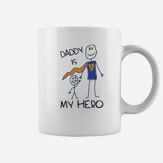 Daddy Is My Hero Drawing Super Dad For Father From Son Daughter Coffee Mug - Seseable