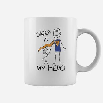 Daddy Is My Hero Drawing Super Dad For Father From Son Daughter Kids Coffee Mug - Seseable