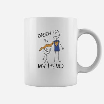 Daddy Is My Hero Kids Drawing, dad birthday gifts Coffee Mug - Seseable
