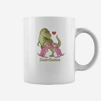 Daddysaurus Trex Father Twin Baby Girl Dinosaurs Coffee Mug - Seseable