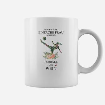 Damen Tassen Fußball & Wein, Einfache Frau Design, Lustiges Motiv - Seseable