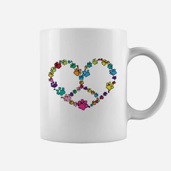 Dog Paws Print Heart Peace Sign Dog Lovers Coffee Mug - Seseable