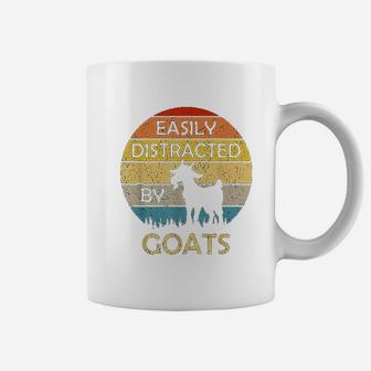 Easily Distracted By Goats Retro Vintage Funny Goat Lover Coffee Mug - Seseable
