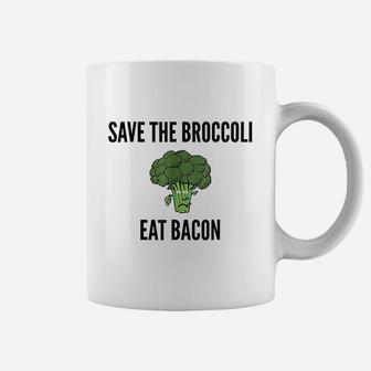 Eat Bacon Save The Broccoli Meat Eater Vegan Funny Coffee Mug - Seseable