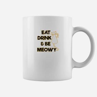 Eat Drink Be Meowy Celebration Cat Lover Coffee Mug - Seseable