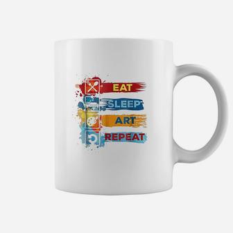 Eat Sleep Art Repeat Artist Art Teacher Coffee Mug | Seseable UK