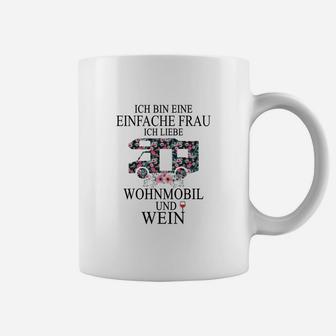 Einfache Frau Wohnmobil & Wein Liebhaber Damen Tassen in Weiß - Seseable