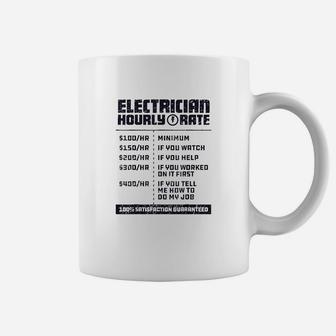 Electrician Hourly Rate Funny Lineman Dad Vintage Gifts Men Coffee Mug - Seseable