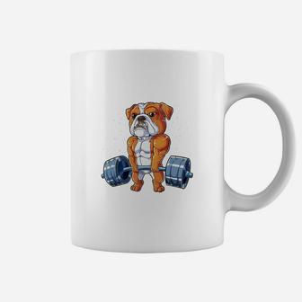 English Bulldog Weightlifting Deadlift Fitness Gym Coffee Mug - Seseable