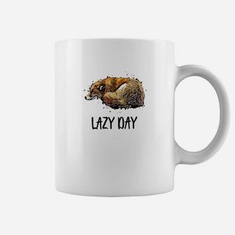 Entspanntes Faultier Lazy Day Tassen in Weiß, Gemütliches Freizeitshirt - Seseable