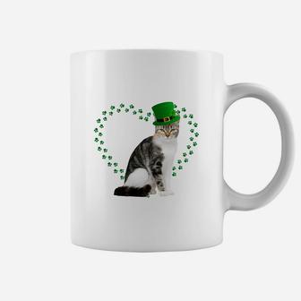 European Shorthair Heart Paw Leprechaun Hat Irish St Patricks Day Gift For Cat Lovers Coffee Mug - Seseable
