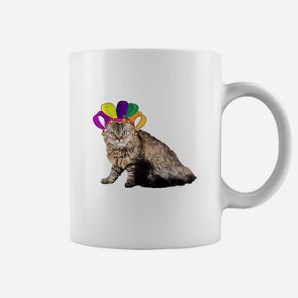 Fat Tuesday Mardi Gras Selkirk Rex Wearing Jester Hat Gift Cat Lovers Coffee Mug - Seseable