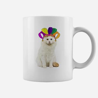 Fat Tuesday Mardi Gras Turkish Van Wearing Jester Hat Gift Cat Lovers Coffee Mug - Seseable