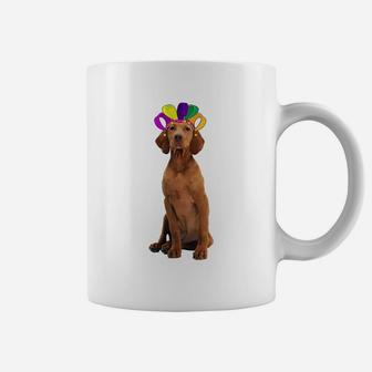 Fat Tuesday Mardi Gras Vizsla Wearing Jester Hat Gift Dog Lovers Coffee Mug - Seseable