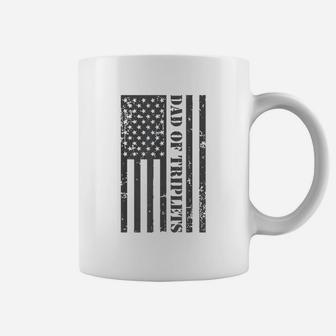 Fathers Day Triplet Dad American Flag Dad Of Triplets Gif Coffee Mug - Seseable