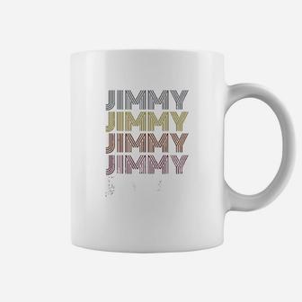 First Name Jimmy Retro Pattern Vintage Style Coffee Mug - Seseable