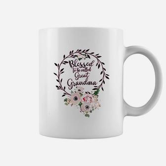 Floral Grandma Blessed To Be Called Great Grandma Coffee Mug - Seseable