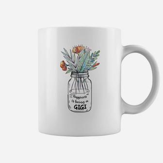 Flower Mothers Day Happiness Is Being A Gigi Coffee Mug - Seseable