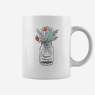 Flower Mothers Day Happiness Is Being A Grandma Coffee Mug - Seseable