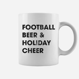 Football Beer And Holiday Cheer Funny Thanksgiving Coffee Mug - Seseable