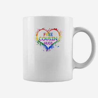 Free Cousin Hugs Lgbt Heart Gay Flag Father Day Gifts Premium Coffee Mug - Seseable