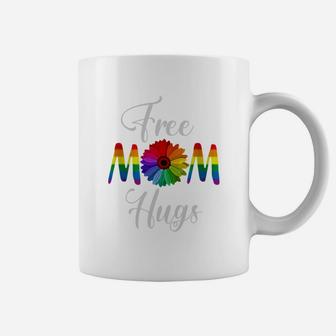 Free Mom Hugs Pride Rainbow Flower Coffee Mug - Seseable