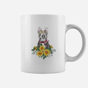 Frenchie Sunflower Funny French Bulldog Lover Gifts Coffee Mug - Seseable