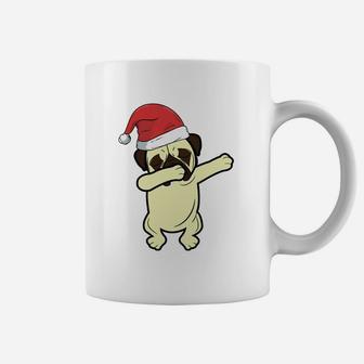 Funny Christmas Dabbing Pug Shirt Santa Hat Xmas Gift Coffee Mug - Seseable