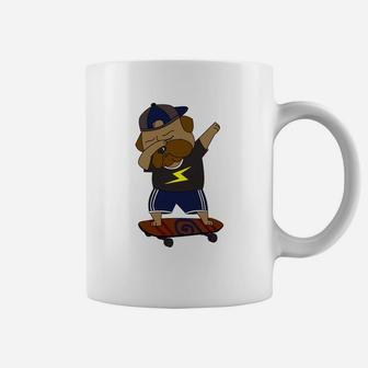 Funny Dabbing English Bulldog Skateboard Cute Dab Coffee Mug | Seseable FR