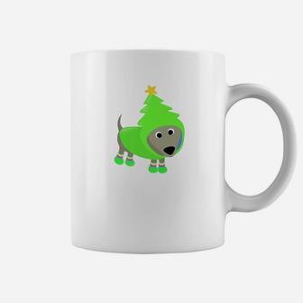 Funny Grey Puppy Dog Cosplay Neon Christmas Tree Coffee Mug - Seseable