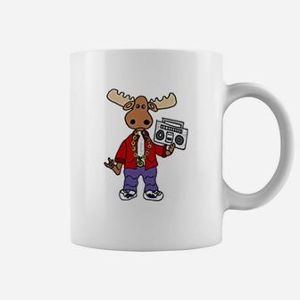 Funny Moose Rapper Listening To Rap Music Coffee Mug - Seseable