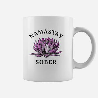 Funny Namastay Sober Na Aa 12 Step Recovery Gifts Coffee Mug - Seseable