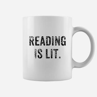 Funny Reading Is Lit English Teacher Book Gift Coffee Mug - Seseable