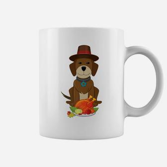 Funny Thanksgiving Dog In Pilgrim Hat Turkey Coffee Mug - Seseable