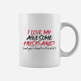 Funny Valentines Day Wife I Love My Awesome Husband Coffee Mug - Seseable