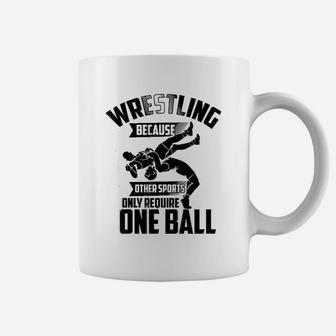 Funny Wrestling One Ball Cute Love Fighting Wrestler Gift Coffee Mug - Seseable