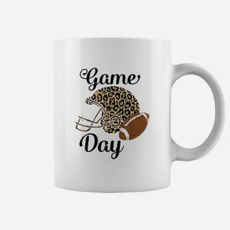 Game Day Football Helmet Leopard Print Sports Football Mom Gift Coffee Mug - Seseable