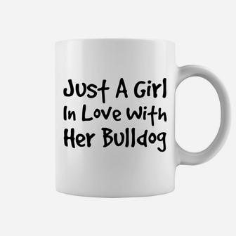 Girl In Love With Her Bulldog Dog Art Women Coffee Mug - Seseable