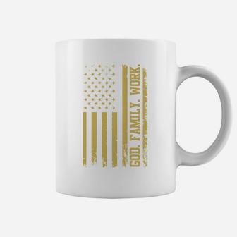 God Family Work American Flag Dad Funny Gift Coffee Mug - Seseable