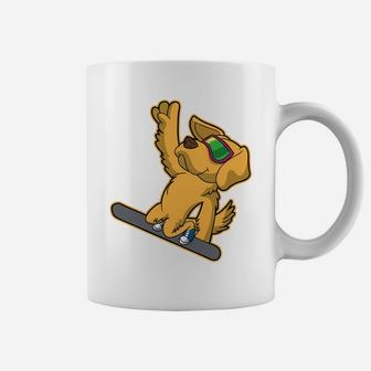 Golden Retriever Dog Snowboarding Coffee Mug - Seseable