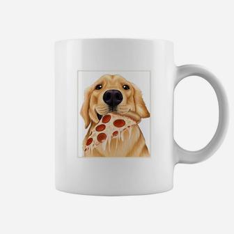 Golden Retriever Eating Pizza Dog With A Slice Of Pizza Coffee Mug - Seseable