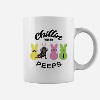 Happy 2021 Easter Bunny Cute Dachshund Chilling With My Peeps Gift For Dog Lovers Coffee Mug - Seseable