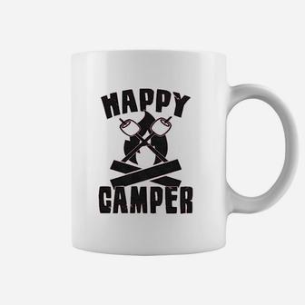 Happy Camper Funny Camping Hiking Cool Vintage Graphic Retro Coffee Mug - Seseable