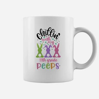 Happy Easter Cute Bunny Chilling With My 11th Grade Peeps Teachers Gift Coffee Mug - Seseable