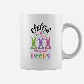 Happy Easter Cute Bunny Chilling With My 8th Grade Peeps Teachers Gift Coffee Mug - Seseable