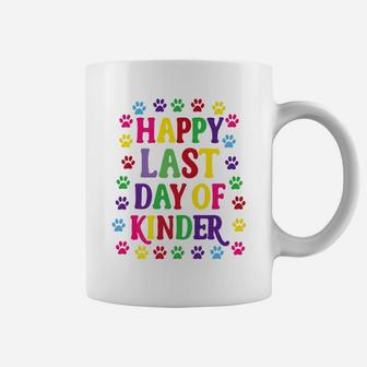 Happy Last Day Of Kindergarten Paw Print Cat Dog Kids Coffee Mug - Seseable